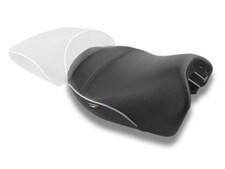 Beautiful World Sport front motorcycle seat with CFX and Metallic Silver welt - available only from Sargent Cycle Products.